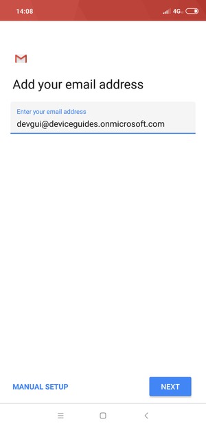 Enter your Email address and select MANUAL SETUP