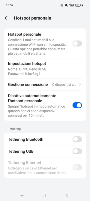 Attiva Hotspot personale