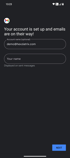 Give your account a name and enter your name. Select NEXT