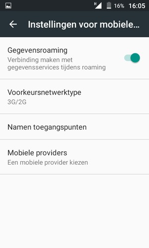 Schakel Gegevensroaming in of uit