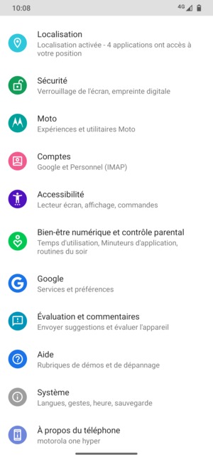 Faites défiler et sélectionnez Système