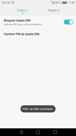 Su PIN de SIM ha sido cambiado