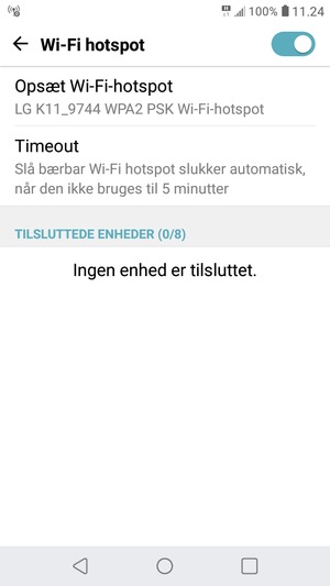 Din telefon er nu sat op til brug som modem