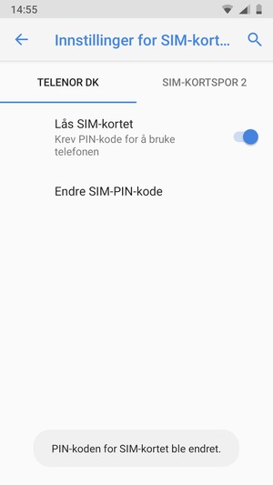 Din PIN-kode er endret