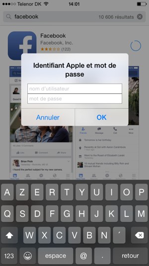 Saisissez votre Identifiant Apple et mot de passe et sélectionnez OK