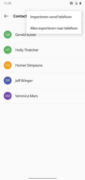 Selecteer Alles exporteren naar telefoon
