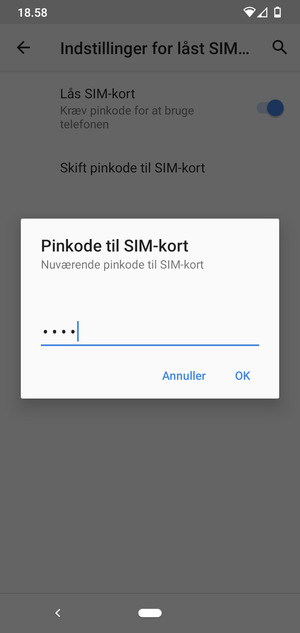 Indtast Nuværende pinkode til SIM-kort og vælg OK