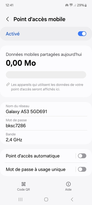 Votre téléphone est maintenant configuré pour être utilisé comme modem