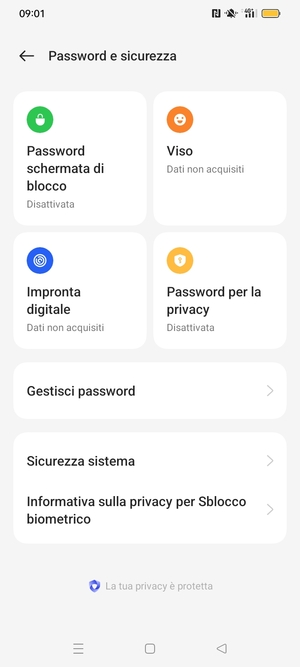 Seleziona Sicurezza sistema