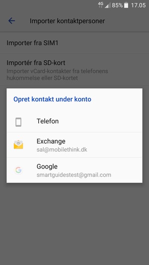 Vælg din Google konto