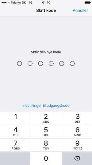 Indtast din nye adgangskode