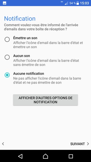 Sélectionnez votre option préférée et sélectionnez SUIVANT