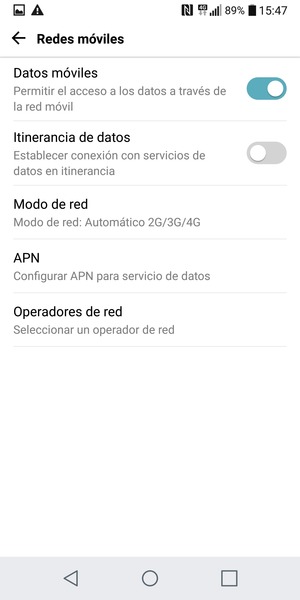 Seleccione Modo de red