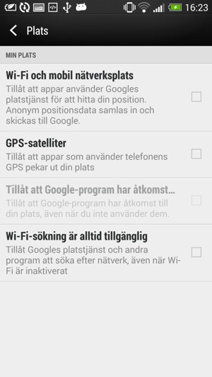 För att stänga av GPS, avmarkera GPS-satelliter-rutan