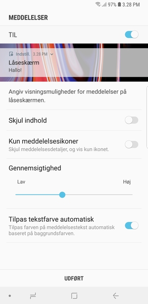 Vælg din foretrukne mulighed og vælg UDFØRT