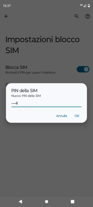 Inserisci Nuovo PIN della SIM e seleziona OK