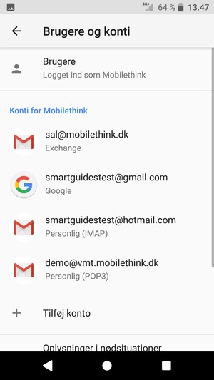 Vælg din Google konto