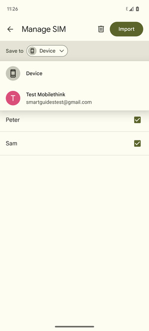 Select your Google account