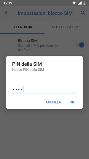 Inserisci Nuovo PIN della SIM e seleziona OK