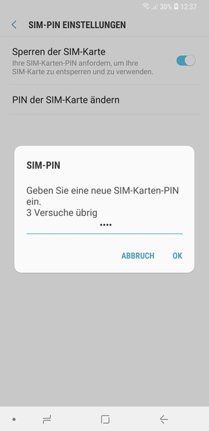 Geben Sie Ihre Neue PIN der SIM-Karte ein und wählen Sie OK