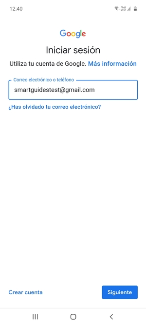 Introduzca su dirección de Gmail y seleccione Siguiente