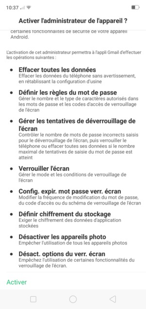 Faites défiler et sélectionnez Activer