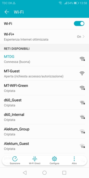 Ora sei connesso alla rete Wi-Fi