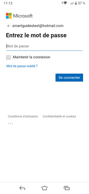 Saisissez votre mot de passe et sélectionnez Se connecter