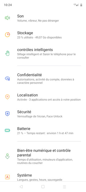 Faites défiler et sélectionnez Localisation