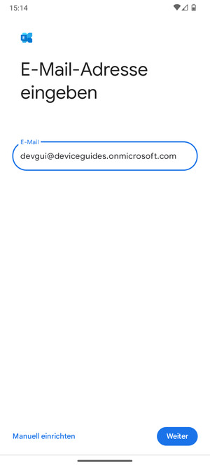 Geben Sie Ihre E-Mail-Adresse ein und wählen Sie Manuell einrichten