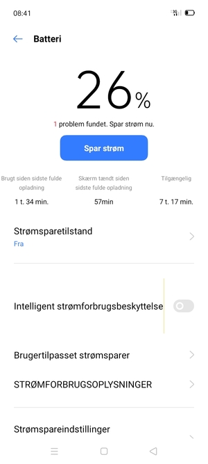 Vælg Strømspareindstillinger