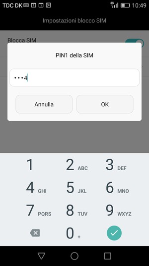 Inserisci Antico PIN della SIM e seleziona OK