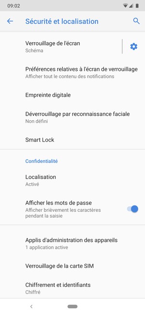 Sélectionnez Verrouillage de la carte SIM