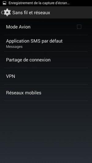 Sélectionnez Partage de connexion