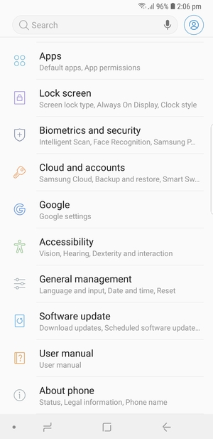 Scroll to and select Software update