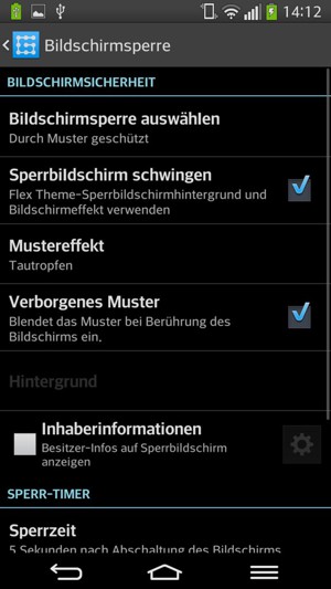 Wählen Sie Bildschirmsperre auswählen