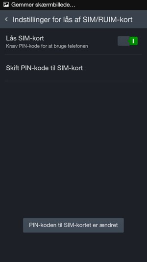 Din PIN-kode til SIM-kort er nu ændret