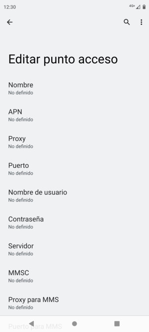 Introduzca la información de MMS