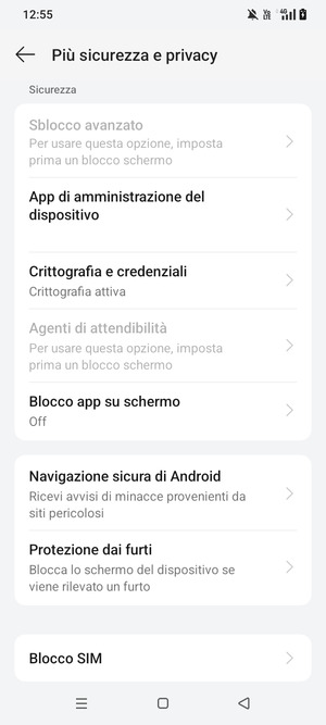 Scorri e seleziona Blocco SIM
