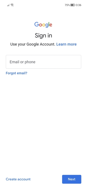 Enter your Gmail address and select Next