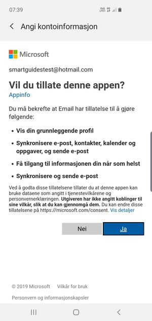 Velg Ja
