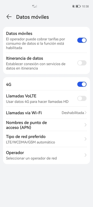 Seleccione Nombres de punto de acceso (APN)