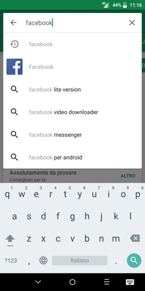 Inserisci il nome dell'app e seleziona Cerca