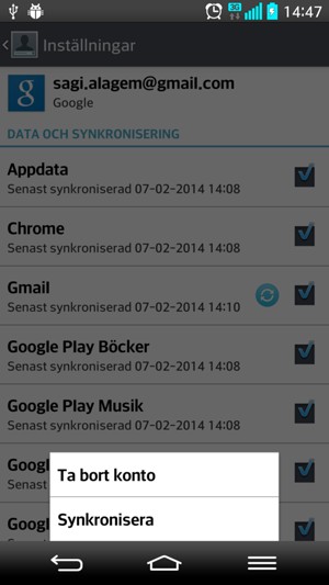 Välj Synkronisera