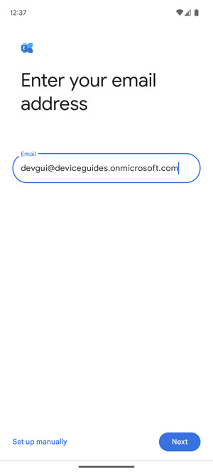 Enter your Email address and  select Set up manually