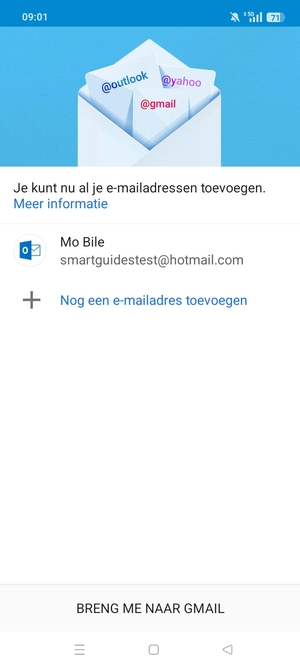 Selecteer BRENG ME NAAR GMAIL