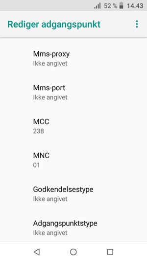 Scroll ned og indtast MMS-oplysninger