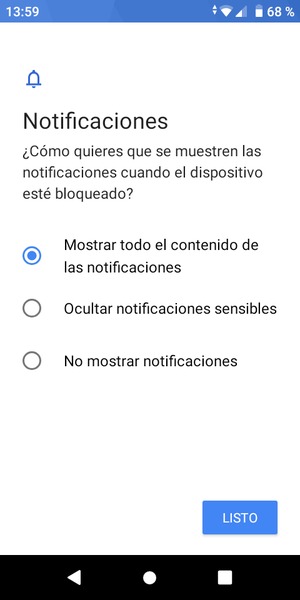 Seleccione la opción deseada y seleccione LISTO