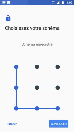 Dessinez un motif de déverrouillage et sélectionnez CONTINUER