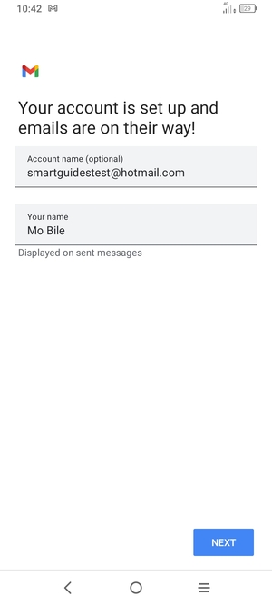 Give your account a name and enter your name. Select NEXT